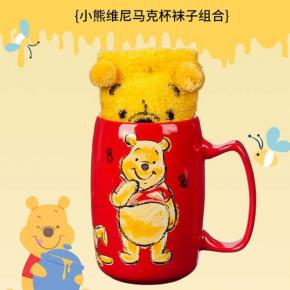 可爱米妮小熊维尼杯子杯马克杯袜子组合