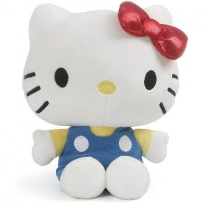 Hello Kitty 红蝴蝶结蓝色工装裤毛绒玩具