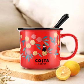 COSTA咖世家风格马克杯情侣杯咖啡杯牛奶杯带勺子办公室水杯陶瓷餐具